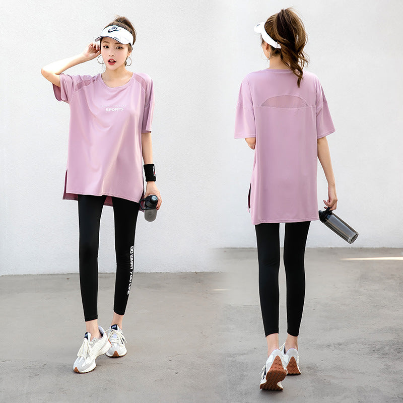 Sports suit Women's Yoga Fitness Clothes Running Gym Summer Breathable plus size chubby girl Belly Covering Slim Loose