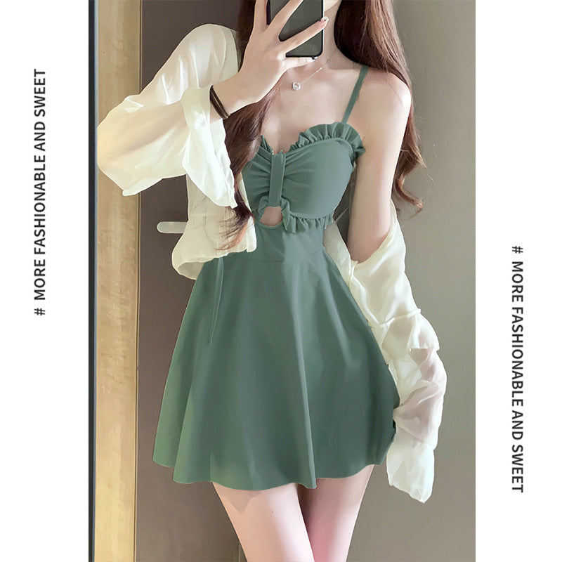 Swimsuit Women's 2025 New Summer Body-Slimming Conservative Skirt avocado green High-end Sexy Hot Spring Swimsuit
