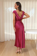 European and American Cross-Border Women's Clothing New Solid Color High-End Satin Slim One-Shoulder Sexy Backless Fishtail Dress