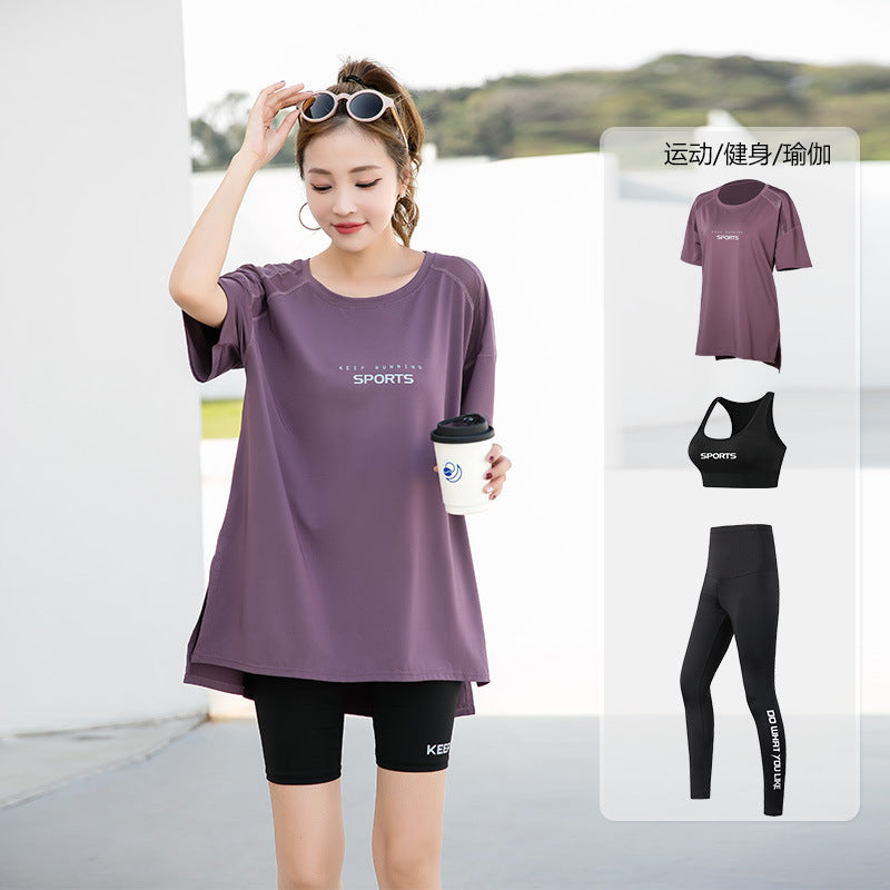 Sports suit Women's Yoga Fitness Clothes Running Gym Summer Breathable plus size chubby girl Belly Covering Slim Loose
