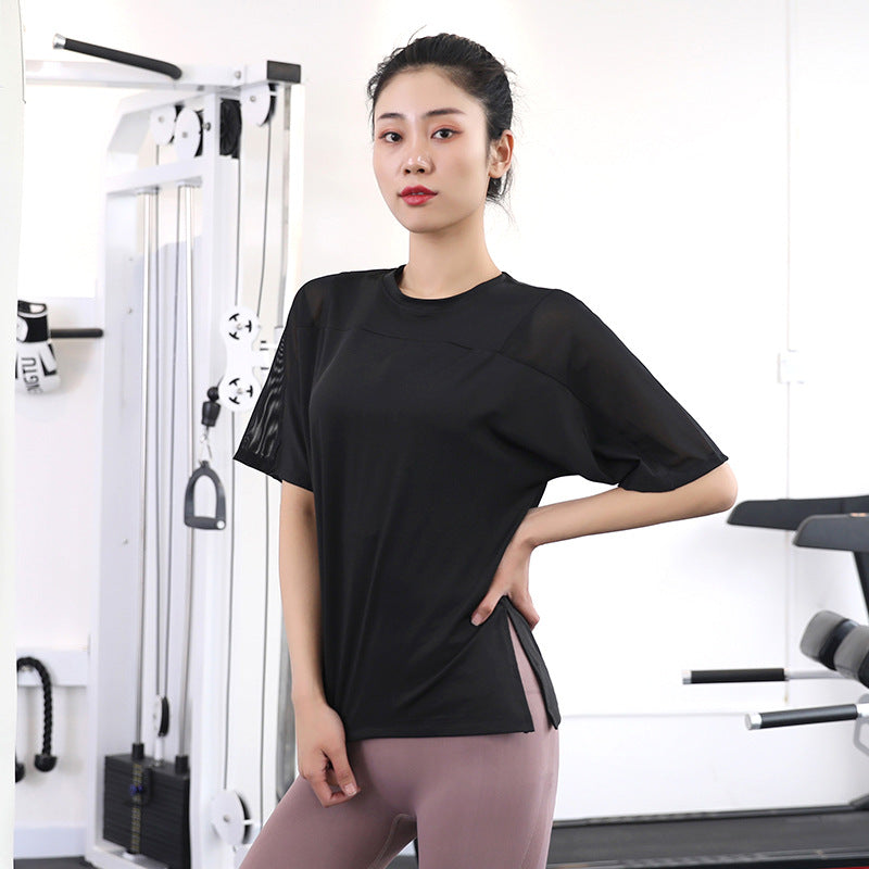 2025 Summer Yoga Top Loose Sports Short Sleeve Women's Quick-Drying Running Fitness Wear Top Breathable Exercise T-Shirt