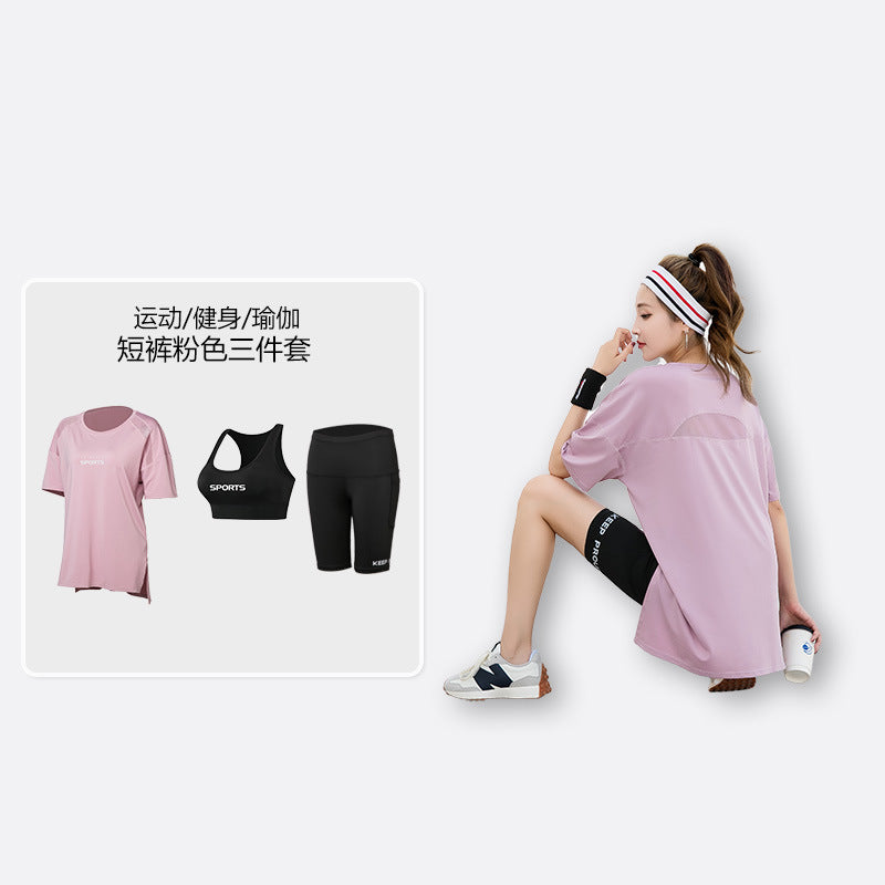 Sports suit Women's Yoga Fitness Clothes Running Gym Summer Breathable plus size chubby girl Belly Covering Slim Loose