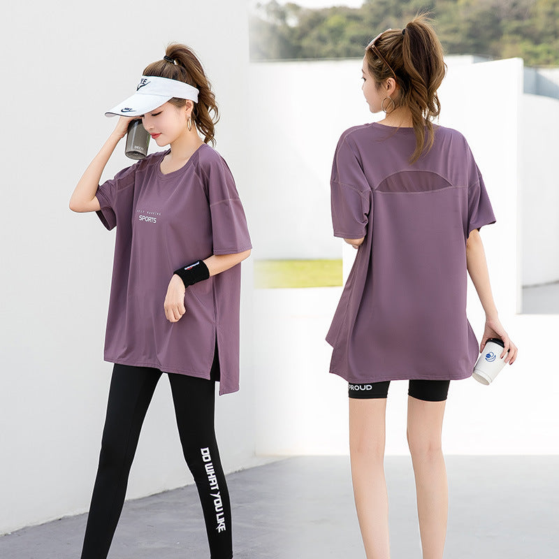 Sports suit Women's Yoga Fitness Clothes Running Gym Summer Breathable plus size chubby girl Belly Covering Slim Loose