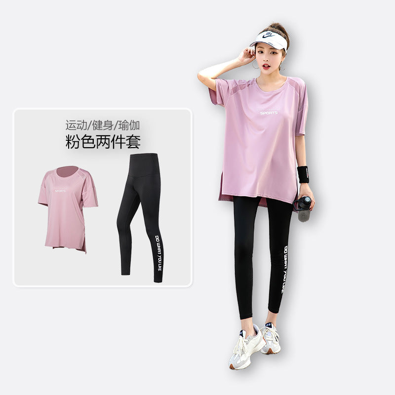 Sports suit Women's Yoga Fitness Clothes Running Gym Summer Breathable plus size chubby girl Belly Covering Slim Loose