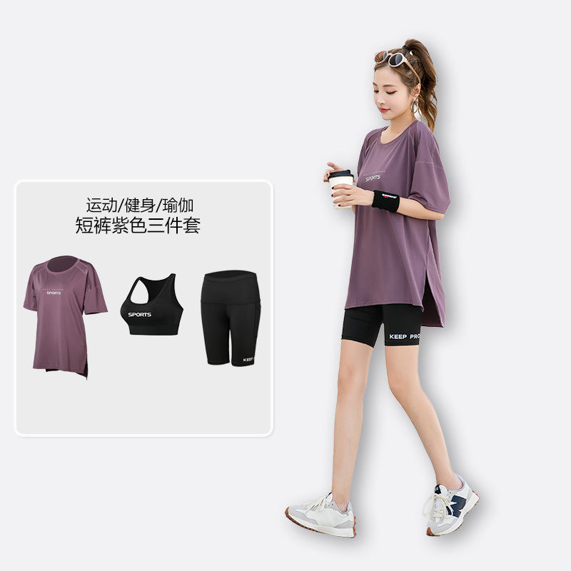Sports suit Women's Yoga Fitness Clothes Running Gym Summer Breathable plus size chubby girl Belly Covering Slim Loose