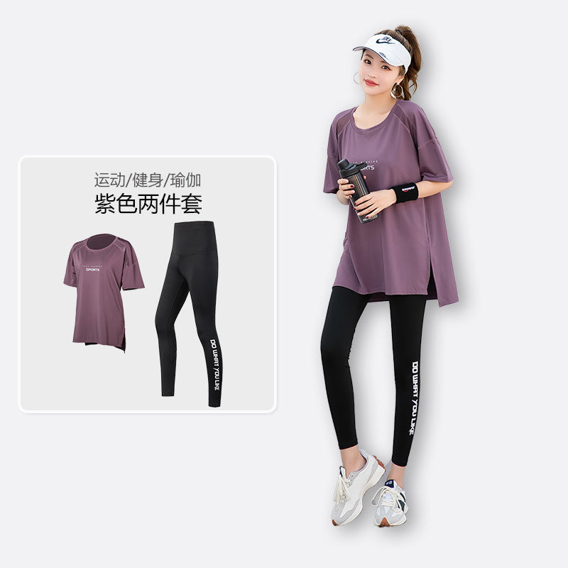 Sports suit Women's Yoga Fitness Clothes Running Gym Summer Breathable plus size chubby girl Belly Covering Slim Loose
