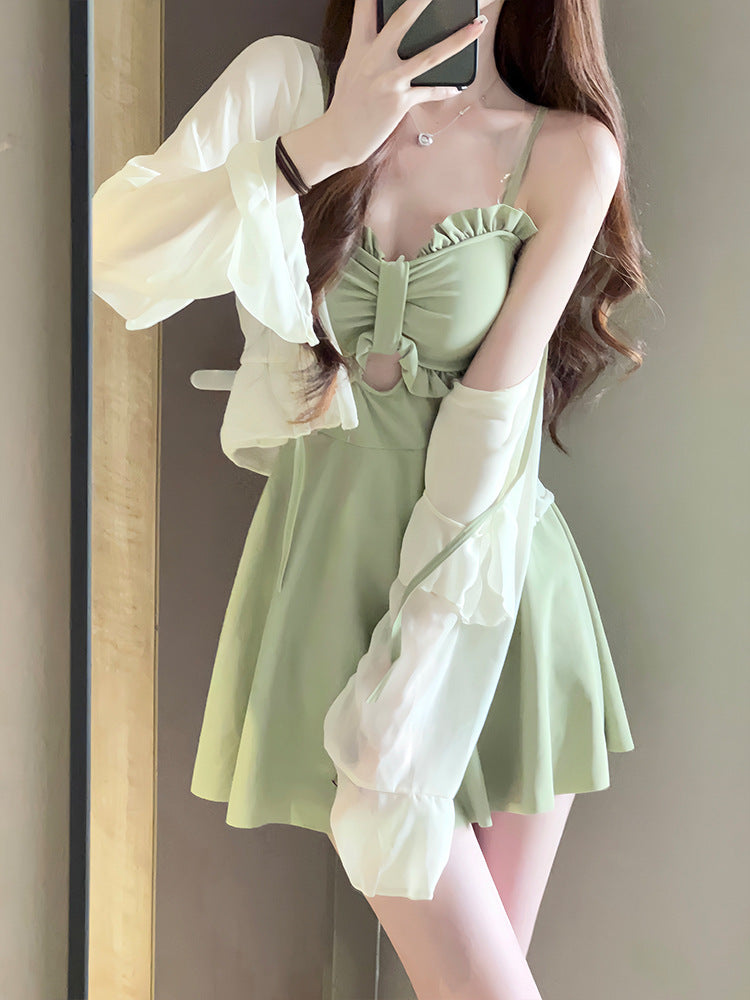 Swimsuit Women's 2025 New Summer Body-Slimming Conservative Skirt avocado green High-end Sexy Hot Spring Swimsuit