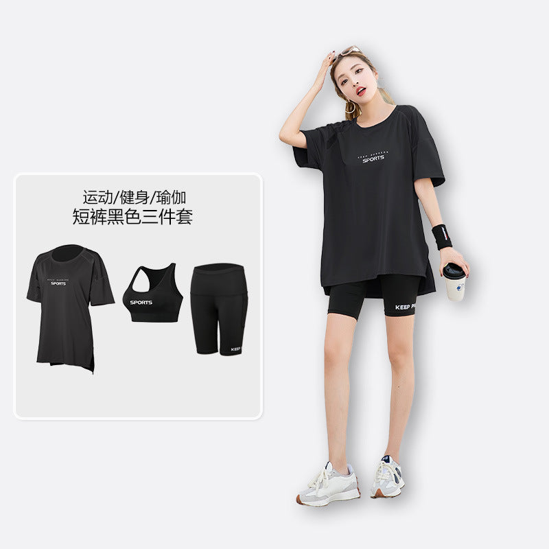 Sports suit Women's Yoga Fitness Clothes Running Gym Summer Breathable plus size chubby girl Belly Covering Slim Loose