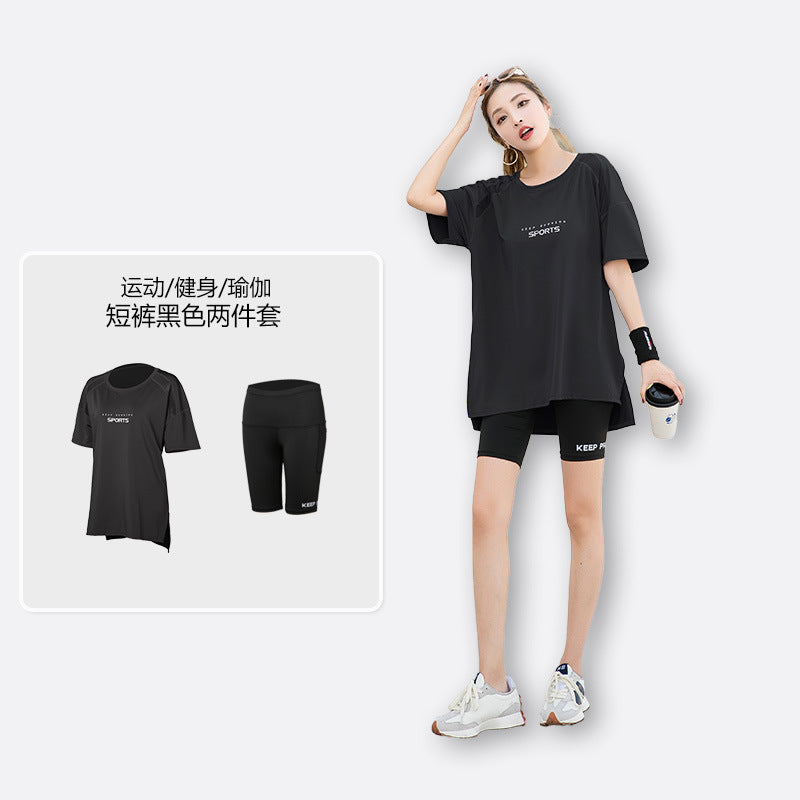 Sports suit Women's Yoga Fitness Clothes Running Gym Summer Breathable plus size chubby girl Belly Covering Slim Loose