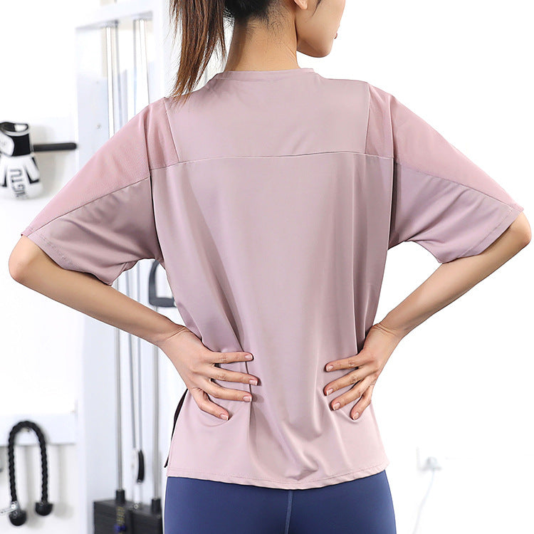 2025 Summer Yoga Top Loose Sports Short Sleeve Women's Quick-Drying Running Fitness Wear Top Breathable Exercise T-Shirt