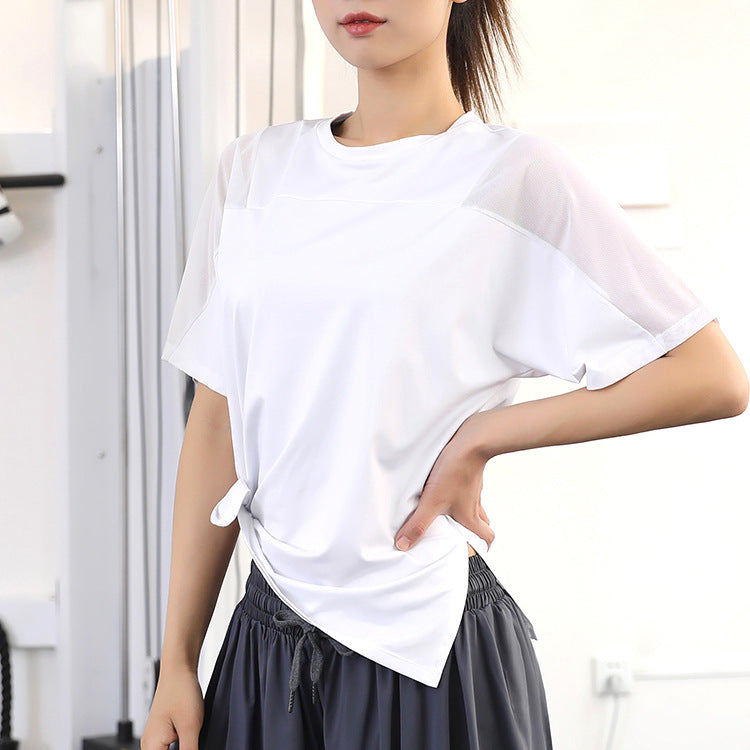 2025 Summer Yoga Top Loose Sports Short Sleeve Women's Quick-Drying Running Fitness Wear Top Breathable Exercise T-Shirt