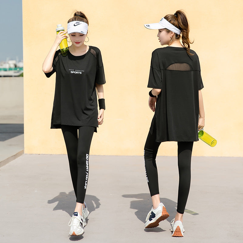 Sports suit Women's Yoga Fitness Clothes Running Gym Summer Breathable plus size chubby girl Belly Covering Slim Loose