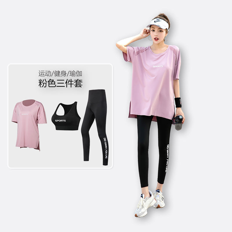 Sports suit Women's Yoga Fitness Clothes Running Gym Summer Breathable plus size chubby girl Belly Covering Slim Loose