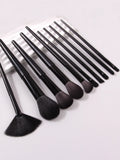 High-quality 10-piece Soft Bristle Black Makeup Brush Set, Foundation/Blush/Eyeshadow Brushes, Daily Beauty Tools for Beginners