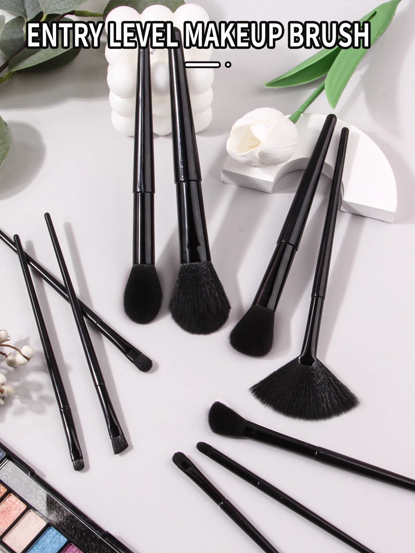 High-quality 10-piece Soft Bristle Black Makeup Brush Set, Foundation/Blush/Eyeshadow Brushes, Daily Beauty Tools for Beginners