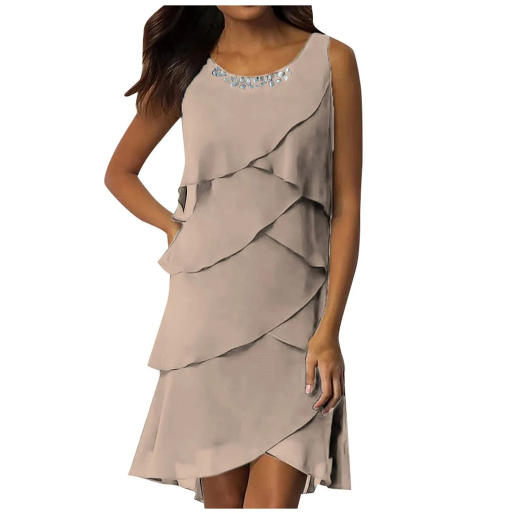 Dresses For Wedding Guest "Women'S Casual Dress | Fashionable Sleeveless Maxi Dress With Diamond Vestidos Verano Moda 2024