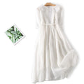 Elegant Women French Style Shirt Long Dresses Slim Fit Lapel Button Up Summer Dress With Linner Female Boho Beach Party Sundress