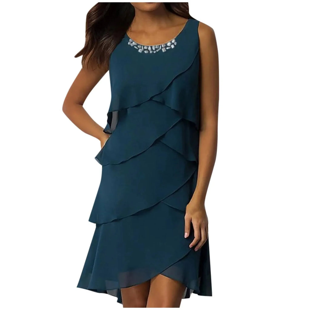 Dresses For Wedding Guest "Women'S Casual Dress | Fashionable Sleeveless Maxi Dress With Diamond Vestidos Verano Moda 2024