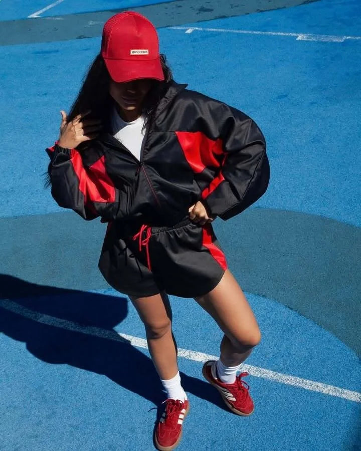 Women Nylon Panelled Lapel Long Sleeve Coats Shorts Sets  Street Zipper Ruched Loose Jacket Elastic Waist Shorts 2026 Chic Outfi