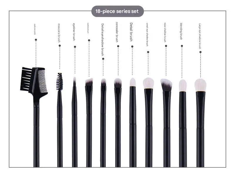 Makeup Brush Set - 12/18Pcs Natural Hair Foundation Eyeshadow Blending Brush Professional Eco-Friendly Beauty Tools
