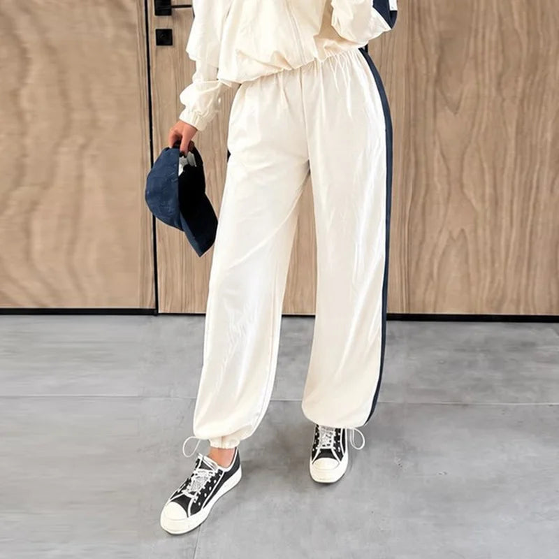 Women Nylon Panelled Lapel Long Sleeve Coats Shorts Sets  Street Zipper Ruched Loose Jacket Elastic Waist Shorts 2026 Chic Outfi
