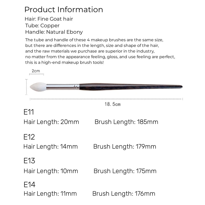 Eyeshadow Blending Brush Luxury Natural Fine Goat Hair Ebony Handle Eye Shadow Makeup Brushes Beauty Tools
