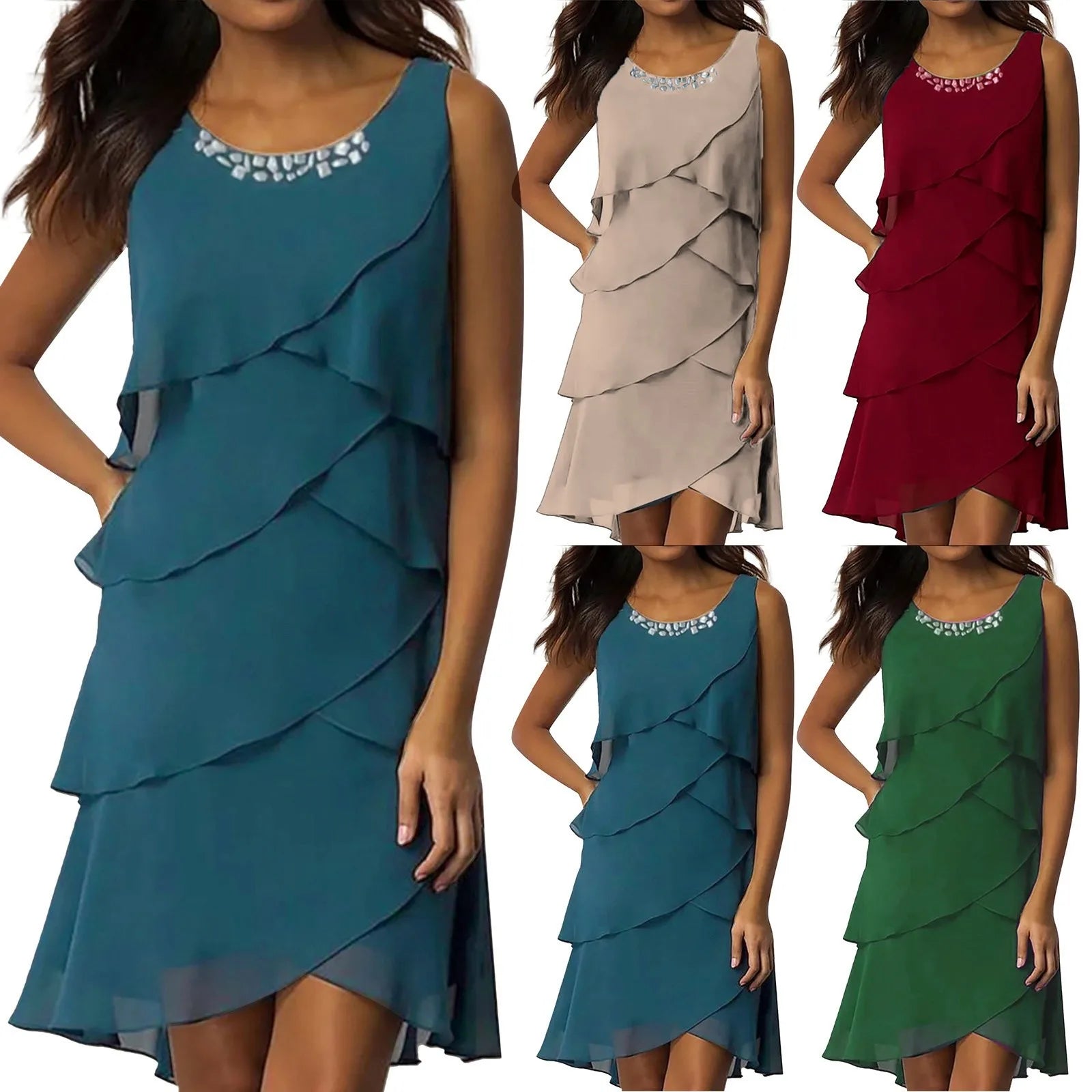 Dresses For Wedding Guest "Women'S Casual Dress | Fashionable Sleeveless Maxi Dress With Diamond Vestidos Verano Moda 2024