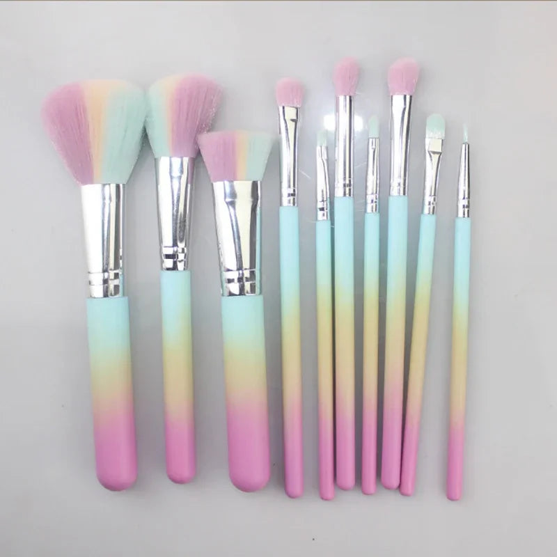 Color 10 Piece Set Makeup Brush Set Beauty Tools Eyeliner Concealer Powder Foundation Eyeshadow Gradient Fashion Makeup Brush