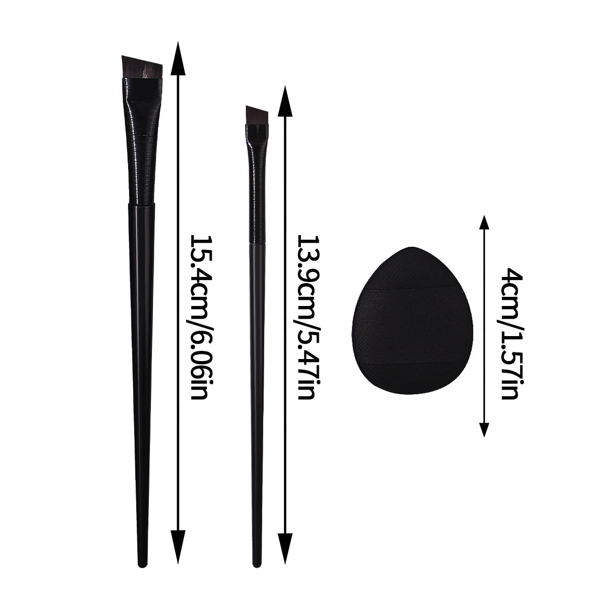 5PCS Practical Eye Makeup Tools: Fine Angled Blade Eyeliner Detail Brush & Soft and Non-Sticky Mini Powder Puff