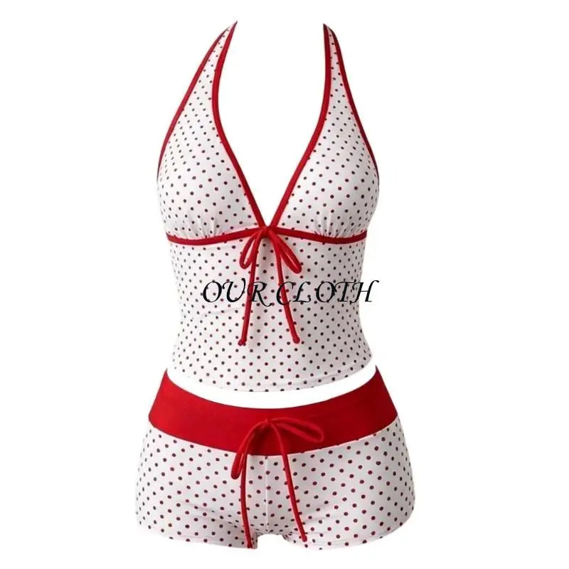 Womens 2 Pieces Set Tankini Swimsuits with Shorts Vintage Beach Swimsuit Swimwear Vacation Outfit Y1AC