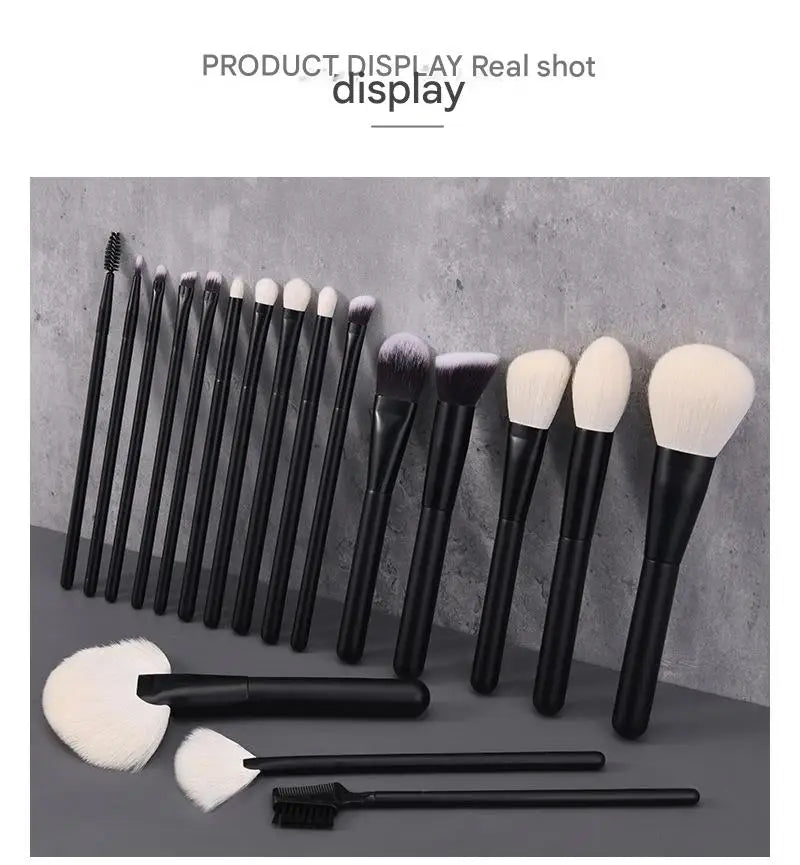 Makeup Brush Set - 12/18Pcs Natural Hair Foundation Eyeshadow Blending Brush Professional Eco-Friendly Beauty Tools