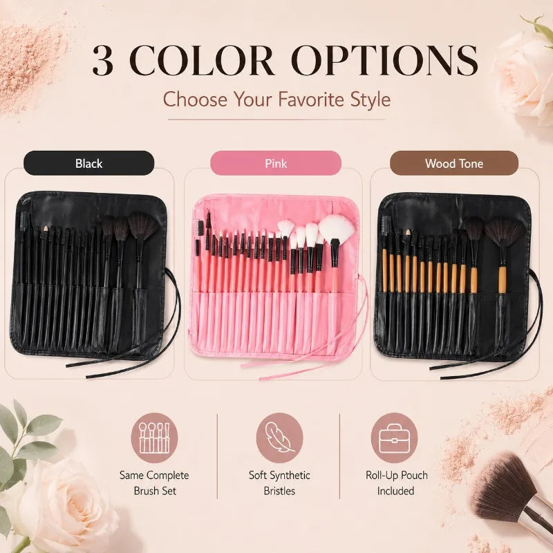 Full Makeup Brushes Set for Beginners Pros Soft Synthetic Powder Blush Contour Eyeshadow Brow Tools with Storage Bag Beauty Kit