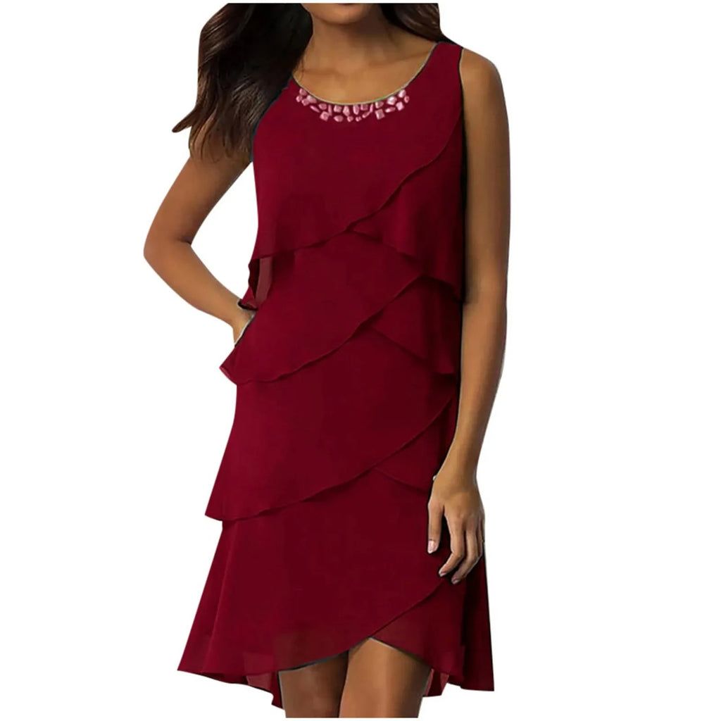 Dresses For Wedding Guest "Women'S Casual Dress | Fashionable Sleeveless Maxi Dress With Diamond Vestidos Verano Moda 2024