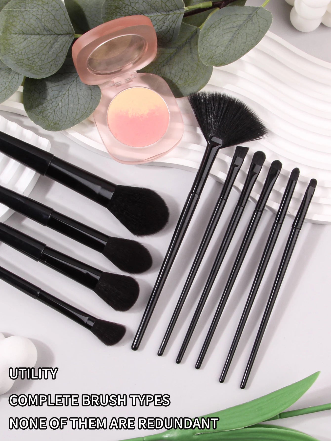 High-quality 10-piece Soft Bristle Black Makeup Brush Set, Foundation/Blush/Eyeshadow Brushes, Daily Beauty Tools for Beginners