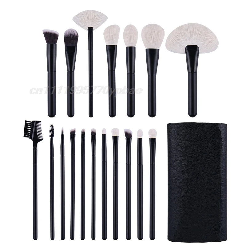 Makeup Brush Set - 12/18Pcs Natural Hair Foundation Eyeshadow Blending Brush Professional Eco-Friendly Beauty Tools