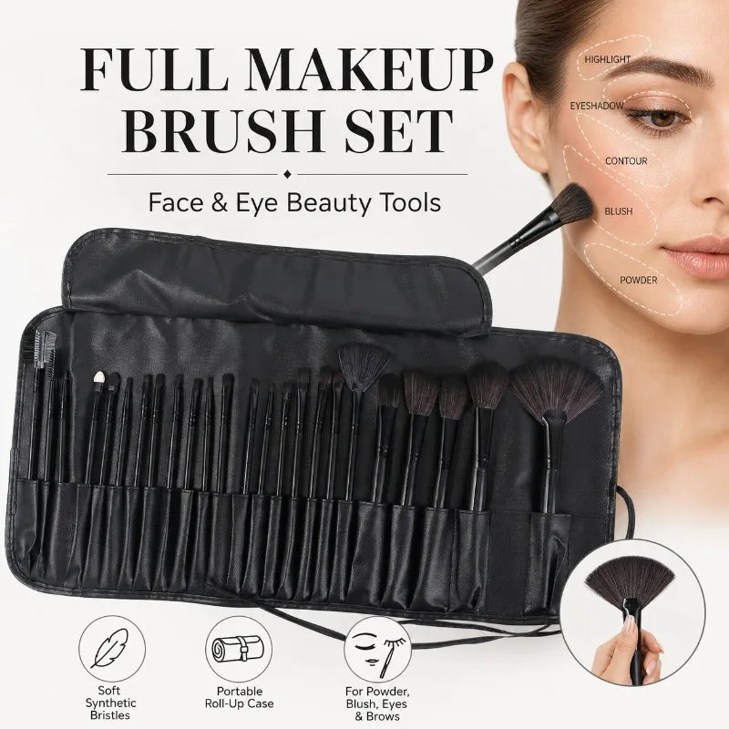 Full Makeup Brushes Set for Beginners Pros Soft Synthetic Powder Blush Contour Eyeshadow Brow Tools with Storage Bag Beauty Kit