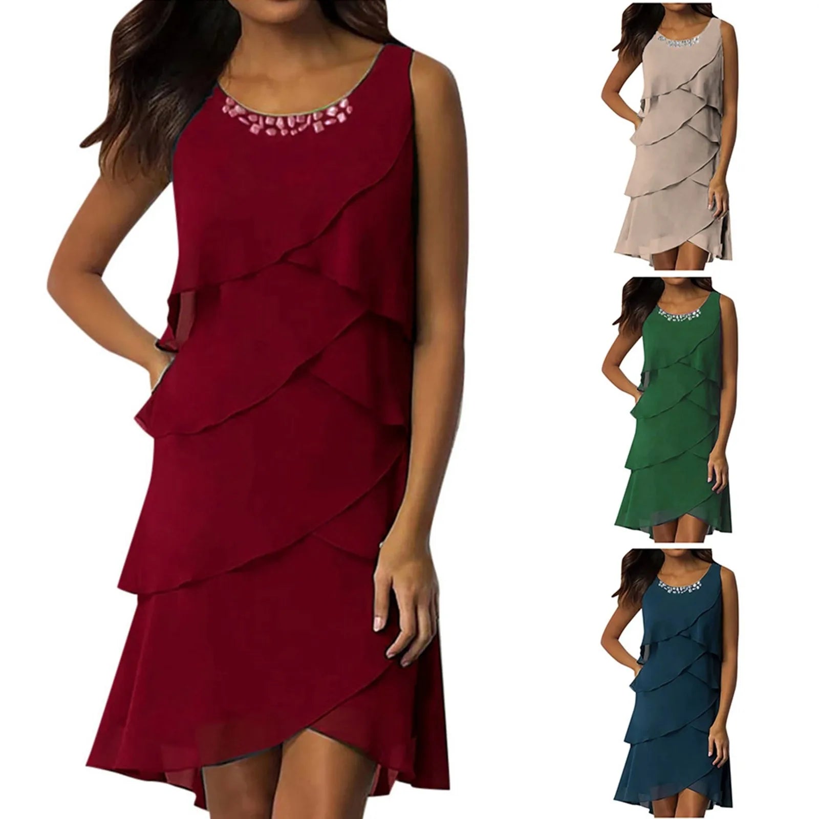Dresses For Wedding Guest "Women'S Casual Dress | Fashionable Sleeveless Maxi Dress With Diamond Vestidos Verano Moda 2024