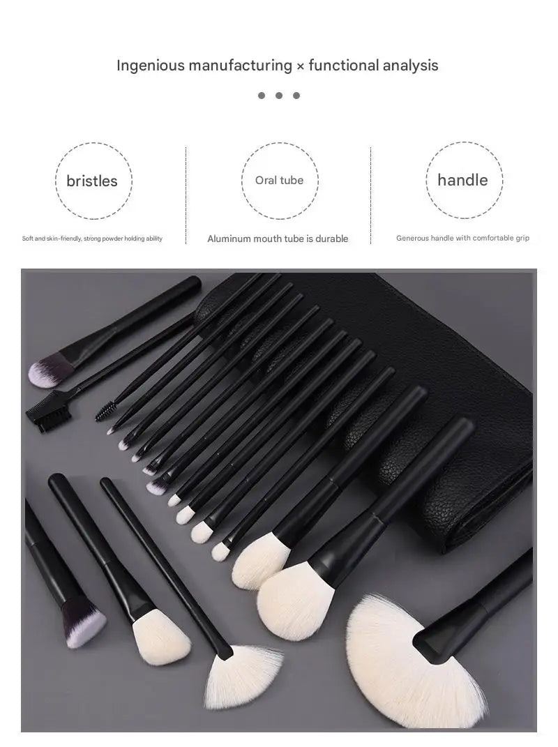 Makeup Brush Set - 12/18Pcs Natural Hair Foundation Eyeshadow Blending Brush Professional Eco-Friendly Beauty Tools