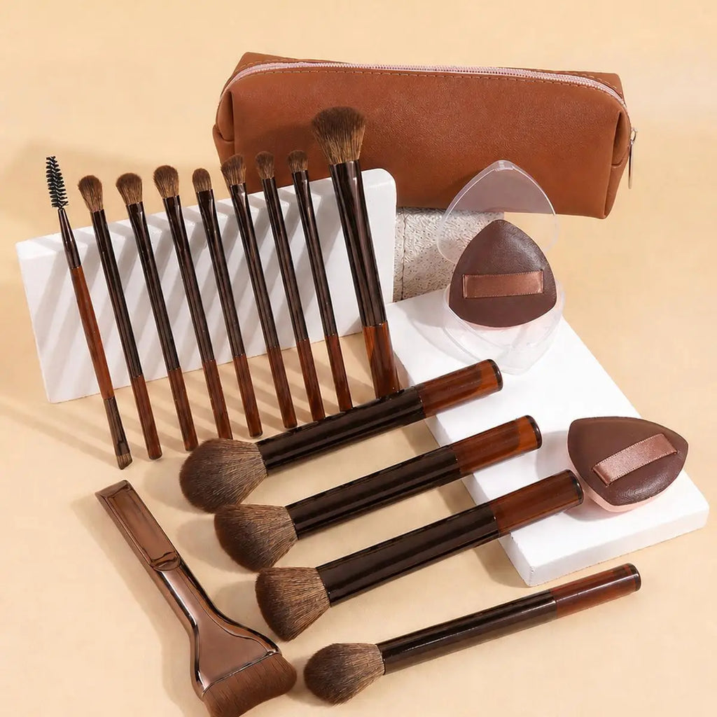 17pcs Makeup Tools Including Foundation Brush Blush Brush Loose Powder Brush Eyeshadow Brush Eyelash Brush Eyelash Brush Eyebrow