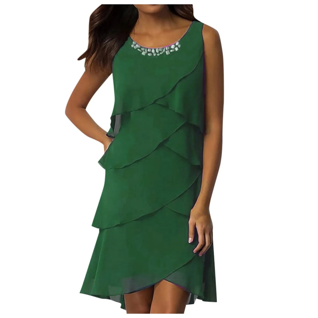 Dresses For Wedding Guest "Women'S Casual Dress | Fashionable Sleeveless Maxi Dress With Diamond Vestidos Verano Moda 2024