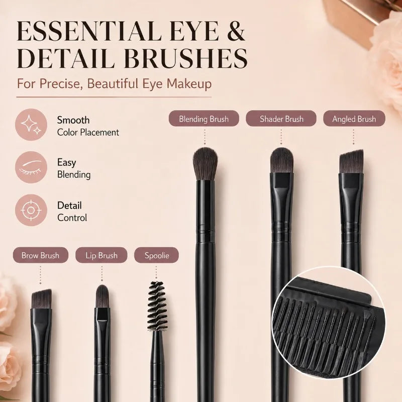 Full Makeup Brushes Set for Beginners Pros Soft Synthetic Powder Blush Contour Eyeshadow Brow Tools with Storage Bag Beauty Kit