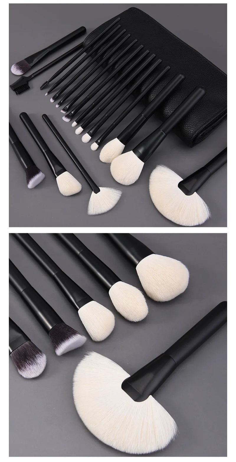 Makeup Brush Set - 12/18Pcs Natural Hair Foundation Eyeshadow Blending Brush Professional Eco-Friendly Beauty Tools