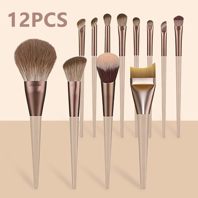 12 PCS Makeup Brushes Set Eye Shadow Foundation Women Cosmetic Brush Eyeshadow Blush Beauty Soft Make Up Tools Bag